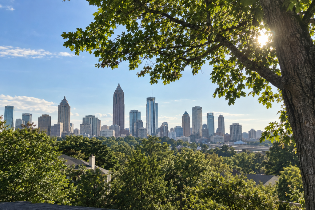 Tree removal in Atlanta near a residential property